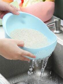1pc Household Kitchen Rice Washer & Strainer, Rice Cleaning Tool & Basin