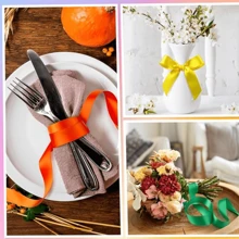 25 yardas de cinta decorativa para ramos de flores, cinta de satén de 4 cm para envolver regalos, lazos para empaquetar regalos de Navidad y San Valentín - Rojo, naranja, amarillo, verde, azul y morado - Ver 8