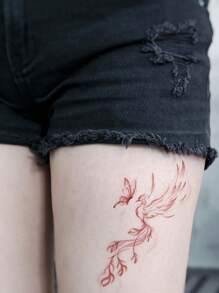 1 张防水彩色凤凰纹身贴，简约中国风设计，适合手部和腿部，男女通用，日常使用 - 彩色 - 查看 8