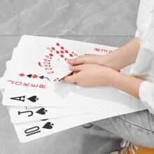 54 piezas Cartas de juego extra grandes y extra grandes, tarjetas de papel grandes, tarjetas de números grandes gigantes para juegos de interior/exterior, fiestas y vacaciones, juegos de fiesta de adultos aptos para Halloween/Navidad/Acción de Gracias - Rojo - Ver 6