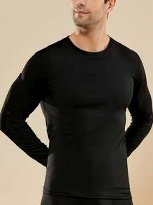 Zestaw bielizny termicznej dla mężczyzn, jednolity kolor, długi rękaw, top i spodnie, ciepłe ubrania warstwowe na zimną pogodę i sporty na świeżym powietrzu, takie jak narciarstwo, jesień/zima