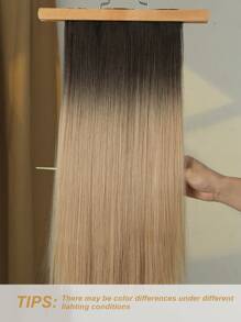 Bộ 4 miếng tóc nối dài 24 inch, kiểu ombre, thẳng, dạng kẹp, dành cho nữ, chất liệu tổng hợp, đủ dùng cho toàn bộ đầu. - Nhiều màu - Xem 4