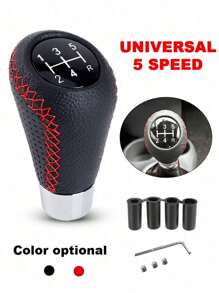 1pc Leather Gear Shift Knob For Manual Transmission, 5 Speed Gear Lever Shifter Head For Auto Accessories - one-size - View 2