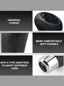 1pc Leather Gear Shift Knob For Manual Transmission, 5 Speed Gear Lever Shifter Head For Auto Accessories - one-size - View 10