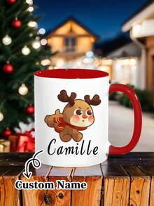 1pc 11 Oz Personalised Christmas Family Mugs With Reindeer & Name, Christmas Eve Box Or Stocking Filler,Custom Christmas Mug, - Multicolor - View 14