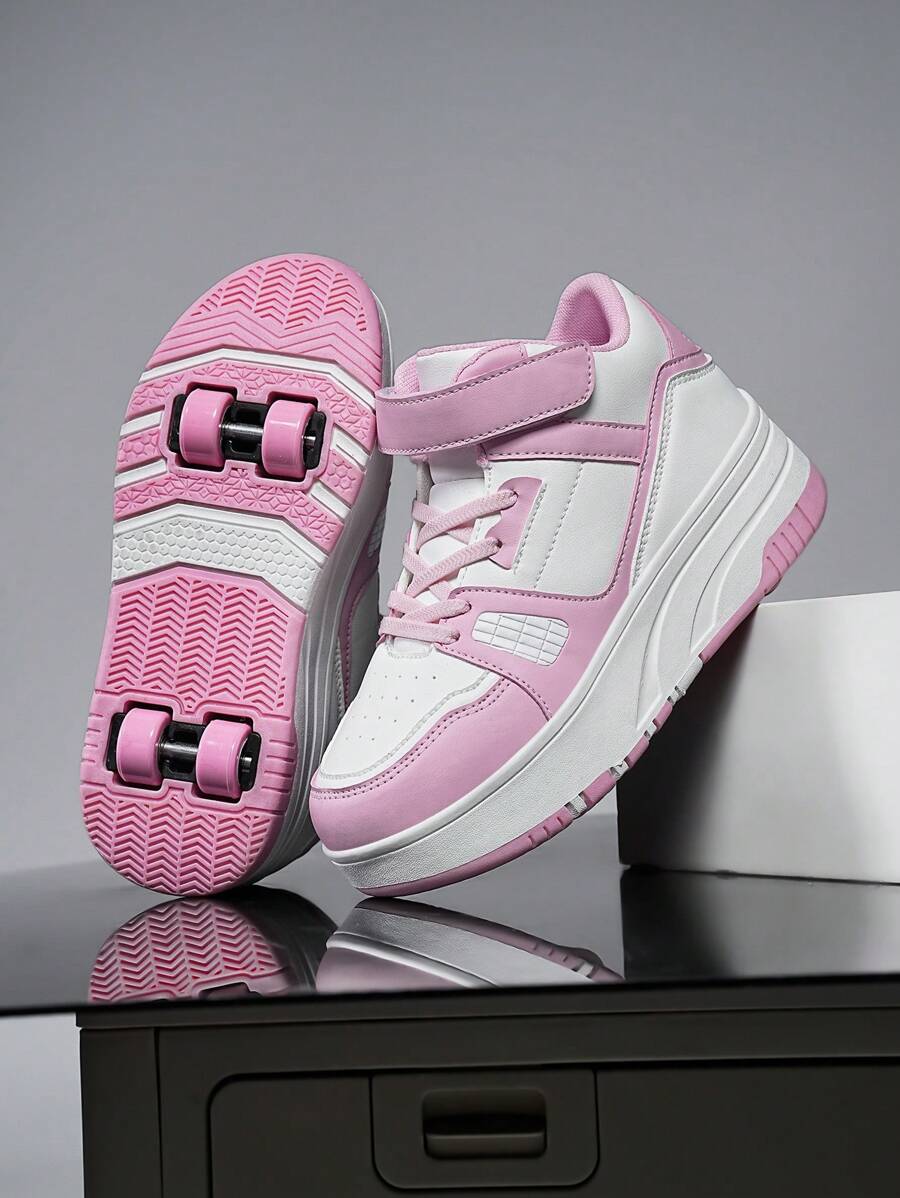 Fashionable Kids Roller Skate Shoes For Girls, Removable Wheels Double