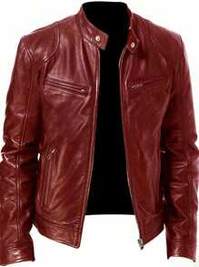 Men's Zip Up PU Leather Jacket, Fall/Winter