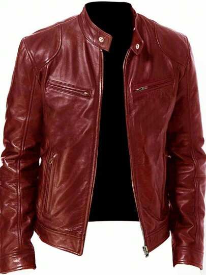 Men's Zip Up PU Leather Jacket, Fall/Winter