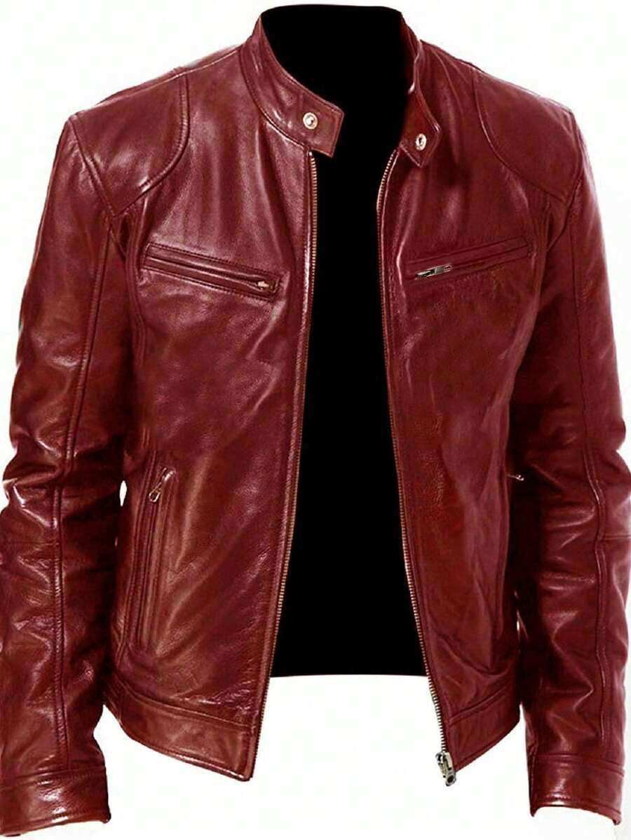Men's Zip Up PU Leather Jacket, Fall/Winter