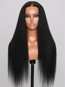 UNICE Hair 5x5 Thin HD BlendAway Lace Closure Glueless Yaki Straight Wig Pre Plucked Pre Cut HD Lace Closure Wigs Yaki Straight Human Hair Closure Wig Bleached Knots Match All Skin Tones 180% Density - SNatural - Xem 3