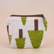 1 件便携式可爱卡通多用途收纳袋大容量口红月经巾收纳袋月换包。化妆品和口红收纳袋。复古零钱包帆布轻便手拿包可爱女士钱包拉链开合 - 彩色 - 查看 8