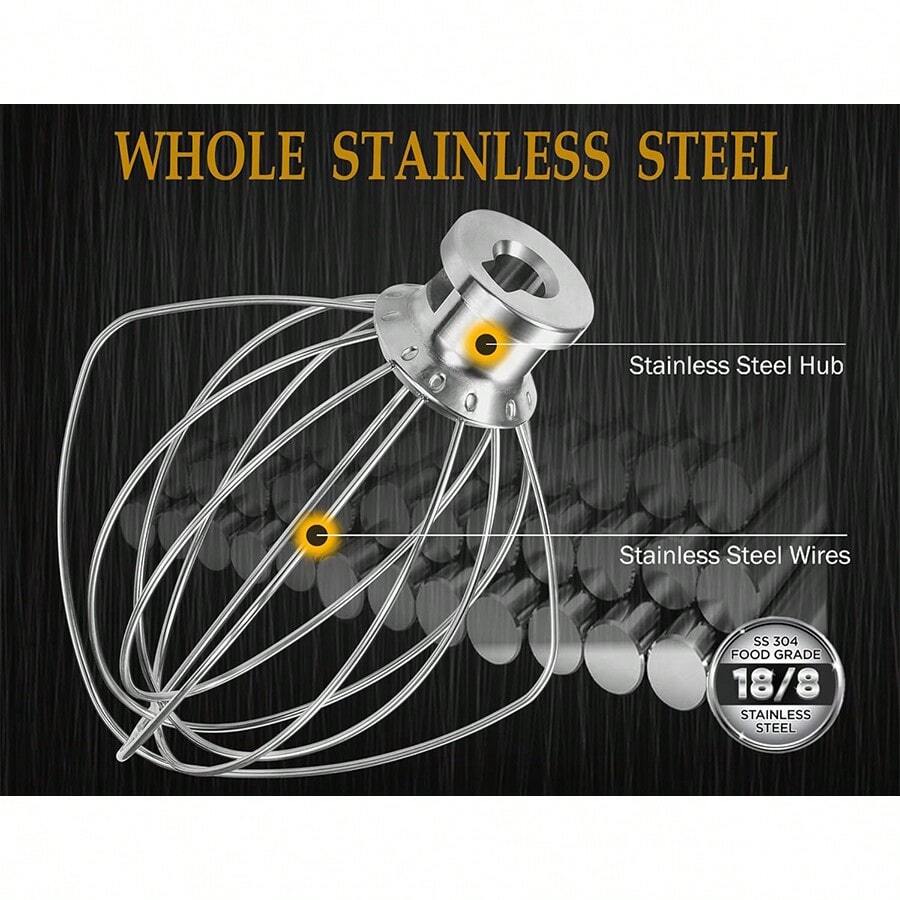 Dishwasher Safe Stainless Steel Wire Whip Attachment, 6 Wire Whisk For