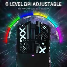 Attack Shark X11 59g Superlight Wireless Gaming Mouse With Grip Tape, RGB Charging Dock,BT/2.4G Wireless/Wired Pc Mouse, 22000 DPI,5 Programmable Buttons For Pc - Black - View 5
