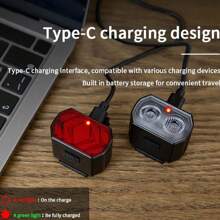 1 件 USB 可充电亮红白自行车灯组，山地自行车前灯和尾灯，适合户外骑行 - 彩色 - 查看 8