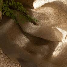 1 pieza Cortina de lino marrón de estilo chino nuevo, semi-transparente, apta para sala de estar, dormitorio, balcón, ventana del bay, estudio, oficina, decoración del hogar, excluyendo la barra y el riel de la cortina