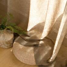 1 pieza Cortina de lino marrón de estilo chino nuevo, semi-transparente, apta para sala de estar, dormitorio, balcón, ventana del bay, estudio, oficina, decoración del hogar, excluyendo la barra y el riel de la cortina