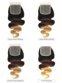 Ombre Body Wave Ludzkie Włosy Zamknięcie T1B/4/27 Kolor Brazylijskie Włosy Ludzkie Ombre Body Wave Ludzkie Włosy 4x4 Zamknięcie Koronki Zamknięcie Części Wolnej Przezroczysta Koronka