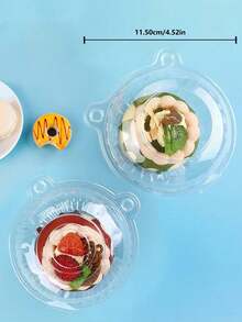 Bộ 10 hộp nhựa trong suốt đựng bánh rán, bánh kem, hộp hình tròn, hộp nhựa có khóa đựng bánh ngọt, đế đựng bánh - trắng - Xem 2