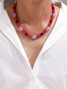 1 件混色玻璃珠手工制作 Galed 珠子搭配陶瓷手绘串珠项链适合夏季和日常配饰男女