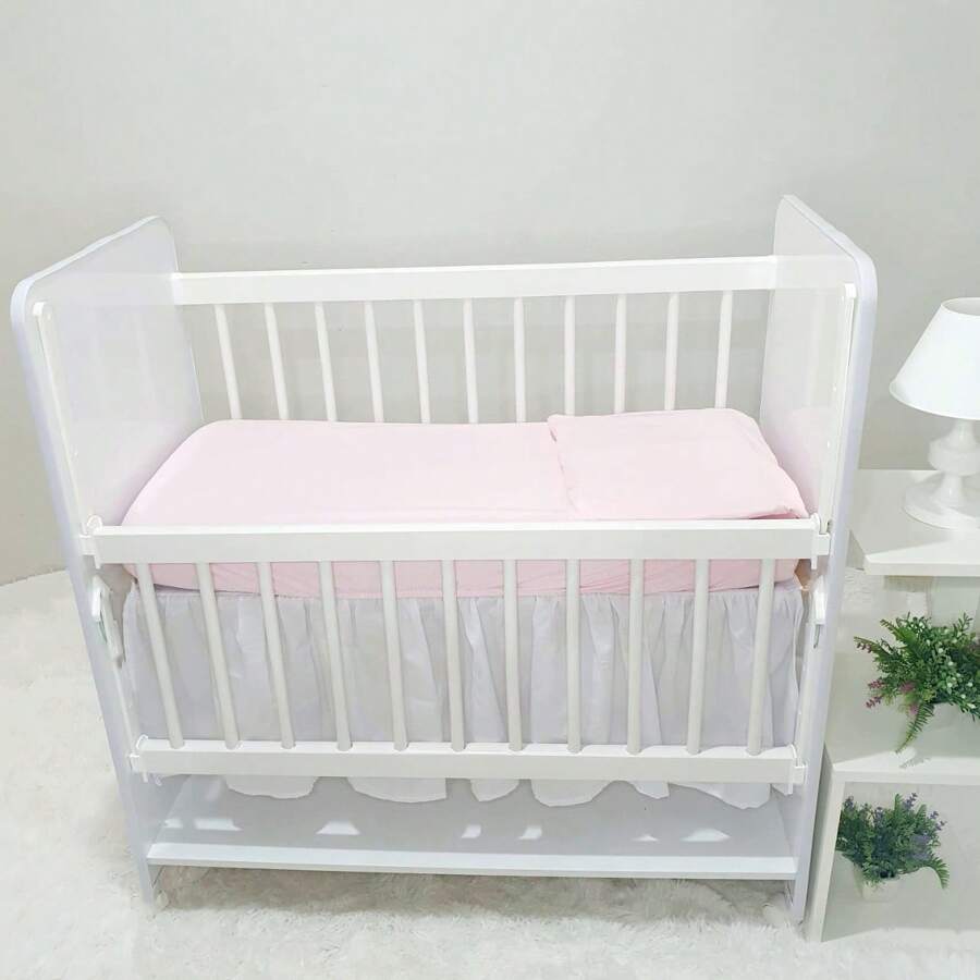 2 PIECE SHEET SET - FITTED SHEET AND PILLOWCASE FOR MINI CRIB - PINK - Màu Hồng baby - Xem 1
