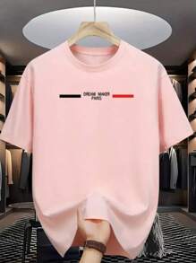 Dream Maker Paris Men's Printed Shirt 100% Cotton Short Sleeve Round Neck New Arrival - Màu Hồng baby - Xem 1