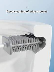 1/2 chiếc chổi vệ sinh bồn cầu TPR gắn tường không cần khoan, tay cầm dài màu trắng tối giản, chất tẩy rửa cao su mềm cho bồn cầu, tiếp cận mọi khu vực trang trí phòng tắm trang trí mùa thu - trắng - Xem 4
