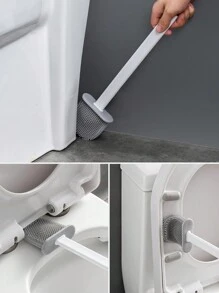 1/2 chiếc chổi vệ sinh bồn cầu TPR gắn tường không cần khoan, tay cầm dài màu trắng tối giản, chất tẩy rửa cao su mềm cho bồn cầu, tiếp cận mọi khu vực trang trí phòng tắm trang trí mùa thu - trắng - Xem 5
