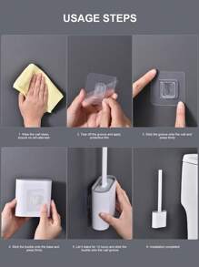 1/2 chiếc chổi vệ sinh bồn cầu TPR gắn tường không cần khoan, tay cầm dài màu trắng tối giản, chất tẩy rửa cao su mềm cho bồn cầu, tiếp cận mọi khu vực trang trí phòng tắm trang trí mùa thu - trắng - Xem 11