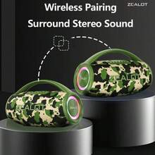 Loa không dây ZEALOT S97 80W, Loa siêu trầm di động ngoài trời, Chất lượng âm thanh Hifi, Ghép nối kép, Sạc nhanh, 16000mAh. - xanh quân đội - Xem 8