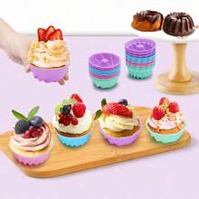 52Pieces Silicone Baking Pans Set, 4 Cups Silicone Loaf Pan For Baking Bread,Fluted Cupcake, Non-Stick Kitchen Oven Baking Pans,  Grey - Màu Xám nhạt - Xem 5