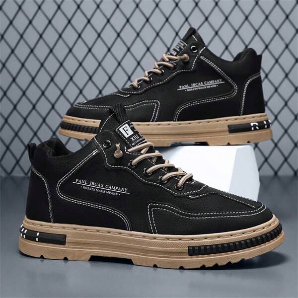 Men's Minimalist Style Low-Top Skateboard Shoes, Comfortable Non-Slip Casual Durable Thick-Sole Sneakers, Suitable For Outdoor Activities