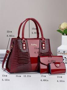 3-Piece Set PU Handbag For Women, Elegant Fashion Tote With Coin Purse And Card Holder, Versatile Large Capacity Shoulder Bag, Chic Bag With Stylish Design, Available In Multiple Colors, Best Mother Day Gifts Ever
