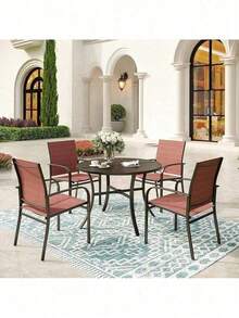 5 Piece Outdoor Dining Set Patio Furniture Set Round Table For Garden - 1 - 查看 8