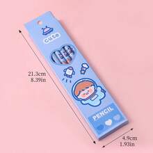 Bộ 6 bút chì HB hoạt hình dễ thương, bút chì màu chất lượng cao dành cho học sinh tiểu học và đồ dùng học tập - Nhiều màu - Xem 6