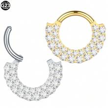 1 chiếc khuyên tai tròn titan hai hàng Zirconia cho phụ nữ xỏ khuyên sụn vành tai Daith trang sức cơ thể - TF649 - Xem 2