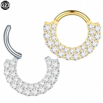 SWANJO 1 件钛合金双排锆石环状耳环 适合女士耳甲软骨耳屏穿孔身体首饰