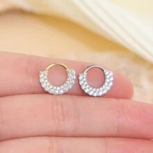1 chiếc khuyên tai tròn titan hai hàng Zirconia cho phụ nữ xỏ khuyên sụn vành tai Daith trang sức cơ thể - TF649 - Xem 4