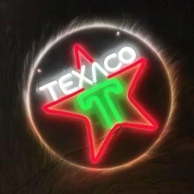 用于车库装饰的德士古霓虹灯标志、德士古汽油发动机油加油站标志灯、用于酒吧洞穴墙壁装饰的 LED 标志、个性化礼物。5V，USB 供电。 - 彩色 - 查看 6