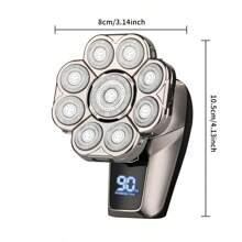 LARGNER 大型电动剃须刀，9 个可替换刀头，无线充电干湿两用男士剃须刀，防水，节日礼物，父亲节礼物，可通过直流端口充电 - 銀色 - 查看 3