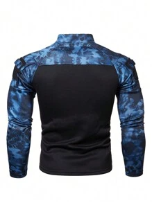 1 buc. Hanorac Jogger de camuflaj pentru fitness în aer liber pentru bărbați în stil prieten, hanorac casual cu mânecă lungă, cu guler în picioare, pentru gimnastică și îmbrăcăminte ocazională