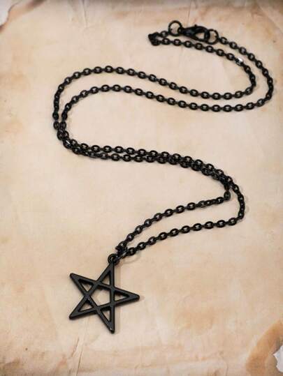 Vintage Gothic Dark Style Star Necklace, Black Star Necklace