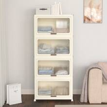 4 层带盖塑料储物箱 78QT，带轮可堆叠储物箱，折叠式储物箱，可折叠储物箱，壁橱整理器和储物架，适用于客厅、办公室、宿舍户外装饰