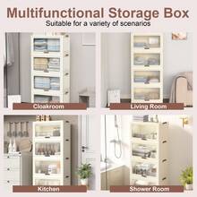 4 层带盖塑料储物箱 78QT，带轮可堆叠储物箱，折叠式储物箱，可折叠储物箱，壁橱整理器和储物架，适用于客厅、办公室、宿舍户外装饰