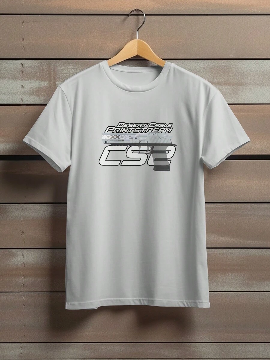 T-Shirt Cotton Shirt Skins Desert Eagle Printstream Game Gamer Ref 1410 FLUXOGEEK - 灰色 - 查看 1