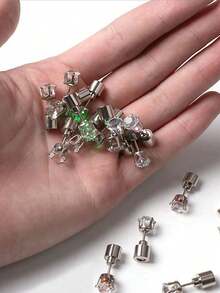 1 Cặp, Hoa tai nhấp nháy nhiều màu sắc thú vị có đèn LED, Hoa tai đổi màu nhiều màu, Hoa tai Zirconia dự tiệc thời trang mới cho cả nam và nữ, Vật dụng dự tiệc phát sáng trong bóng tối - nhiều màu - Xem 5