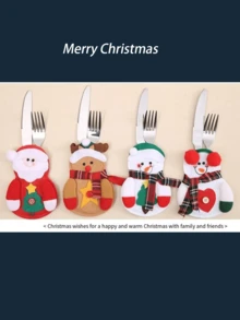 1 Bộ dao kéo 3 món theo chủ đề Giáng sinh, Đồ dùng thiết kế hình ông già Noel và người tuyết để trang trí bàn tiệc ngày lễ, Quà tặng cho gia đình và bạn bè, Halloween, Trang trí Halloween - Nhiều màu - Xem 1