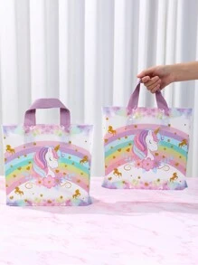 25/50Pcs Rainbow Unicorn Style Plastic Gift Bags, Birthday Party Packaging Supplies, Handheld Gift Bags, Family Tote Bags, Unicorn Theme Party Birthday Wedding Baby Shower Bridal Shower Ceremony Party Decor, Home Decor, Party Favors, Boutique Shopping Bags