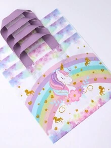 25/50Pcs Rainbow Unicorn Style Plastic Gift Bags, Birthday Party Packaging Supplies, Handheld Gift Bags, Family Tote Bags, Unicorn Theme Party Birthday Wedding Baby Shower Bridal Shower Ceremony Party Decor, Home Decor, Party Favors, Boutique Shopping Bags