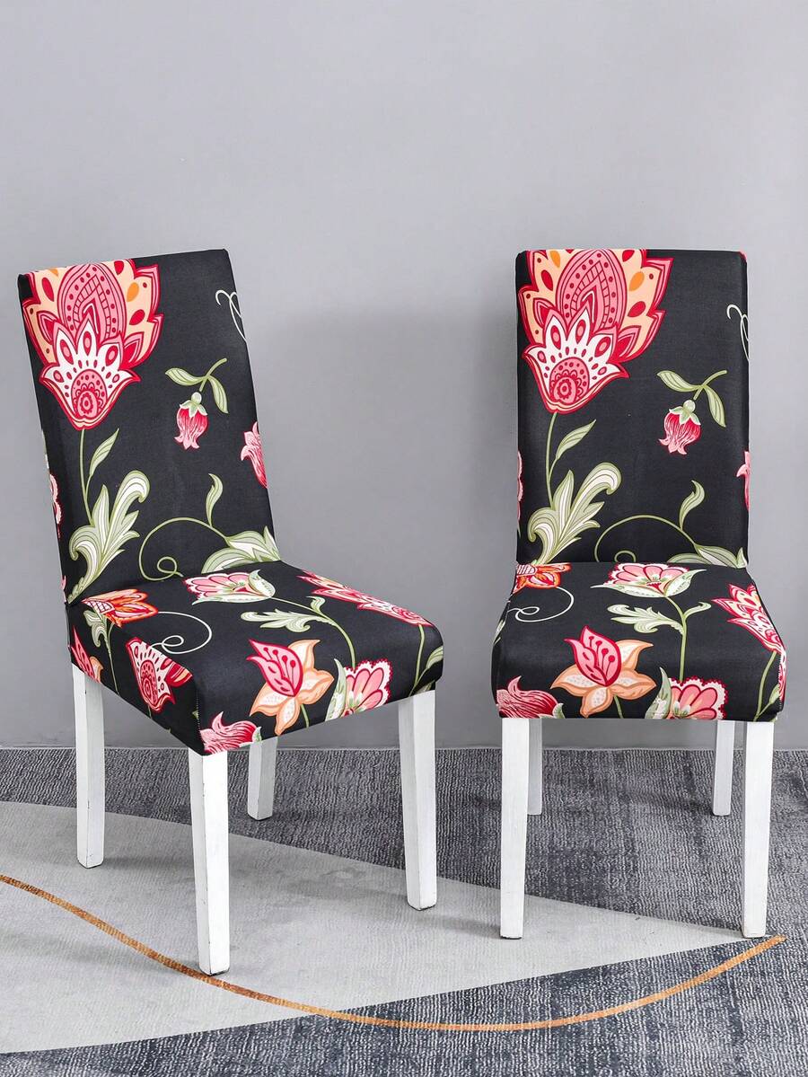 1PC Vỏ bọc ghế đàn hồi in họa tiết cho bàn ăn gia đình Vỏ bọc ghế chống trượt - Nhiều màu - Xem 1
