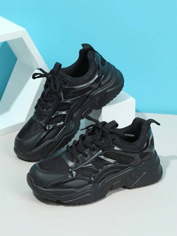 Breathable Mesh Fabric Retro Casual Sports Shoes, Shock Absorbing Versatile Chunky Sneakers For Outdoor, Daily Life, Vacation Travel